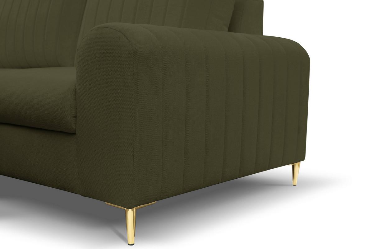ECKSOFA VERONA L-S Olivgrün Geflochtener Stoff mit Schlaffunktion - Olivgrün, Holz (251/164cm) - MASSENO