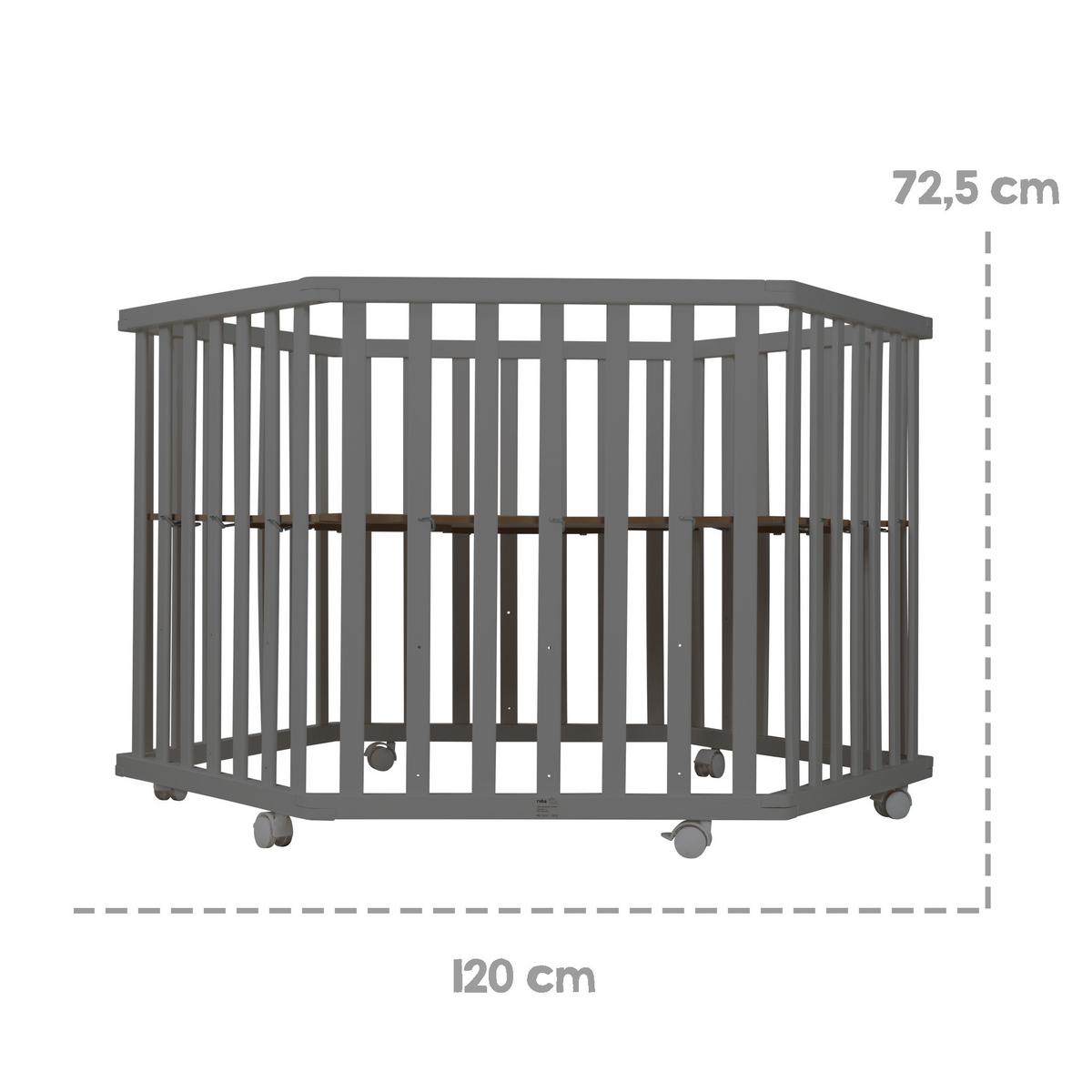 LAUFGITTER 6-eckig Greyish gesteppt - Anthrazit, Holzwerkstoff (118.5/72.5/103.5cm) - Roba