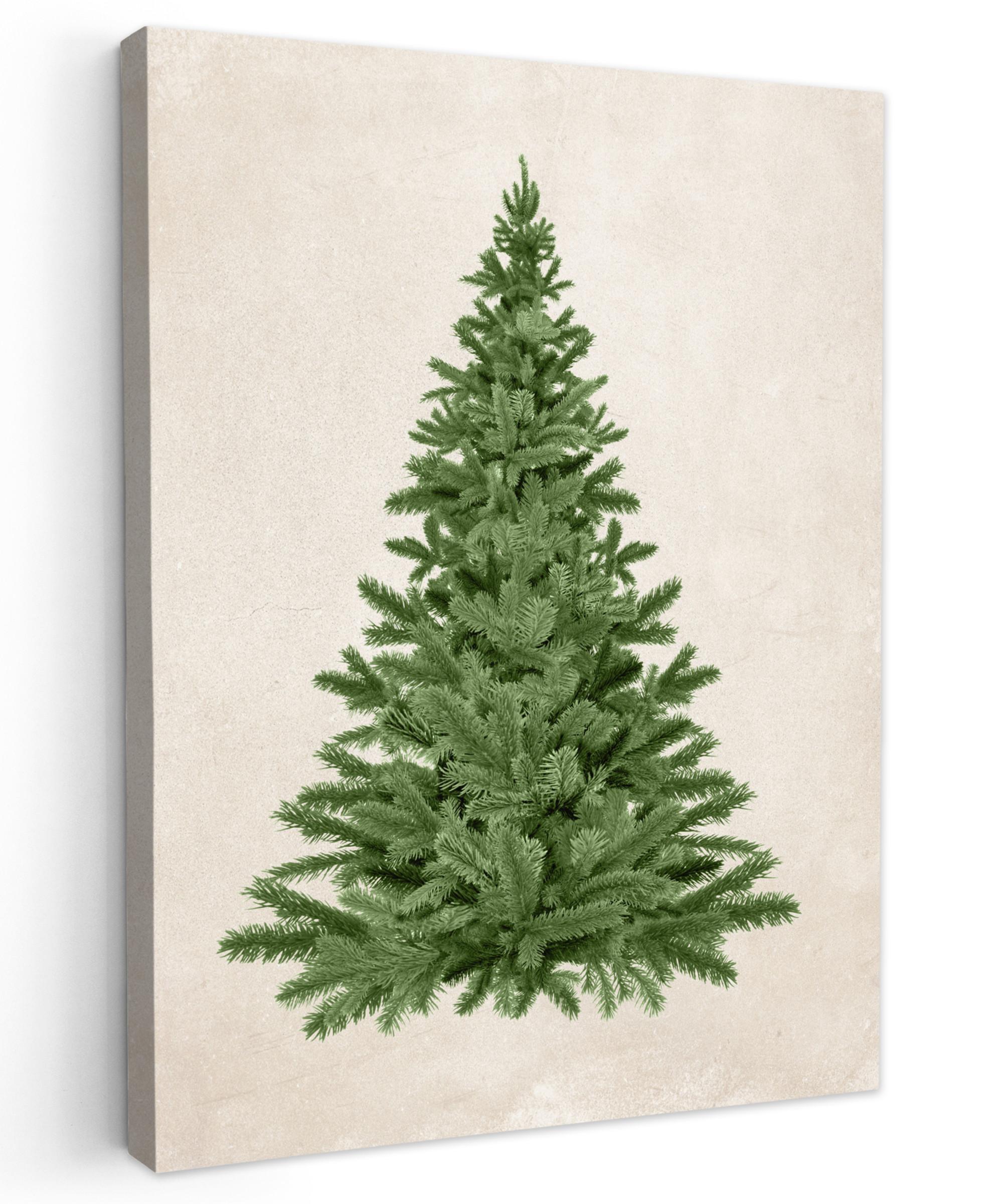 LEINWANDBILD Weihnachtsbaum - Grün - Weihnachten - Feiertage Wandbild Wohnzimmer 60x80 cm - Olivgrün, Textil (60/80cm) - MuchoWow