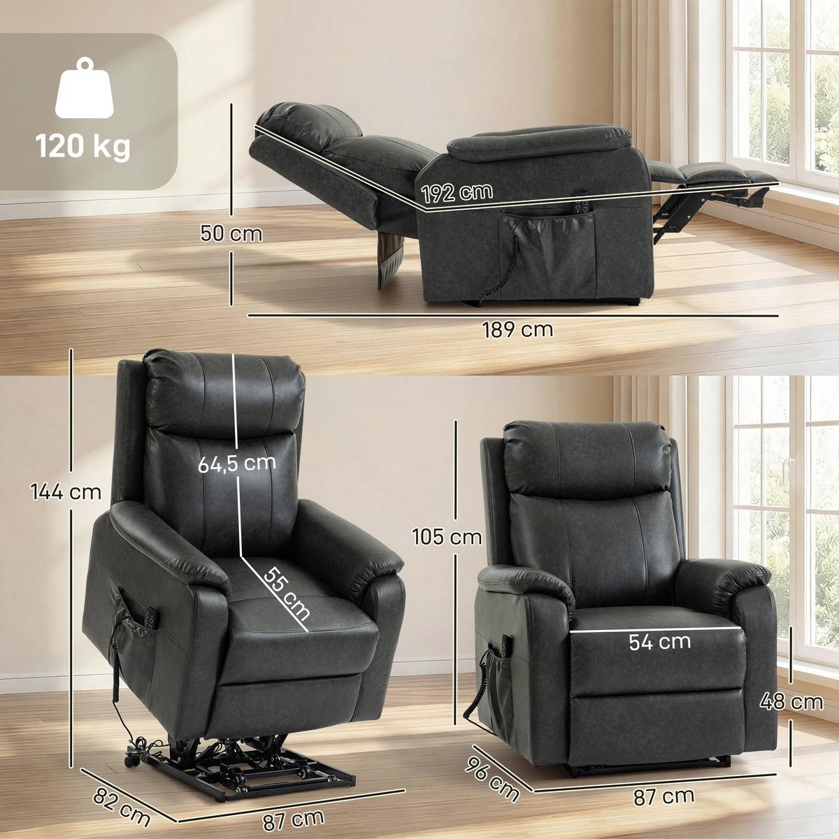 RELAXSESSEL Kunstleder Schaumstoff Schwarz - Schwarz, Kunststoff (87/105/96cm) - HOMCOM