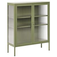 SIDEBOARD mit Glastüren Metall 90 cm Grün Lerryn - Grün, Metall (90/111/35cm) - Beliani