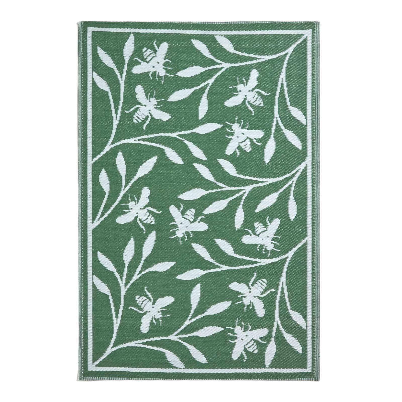 OUTDOORTEPPICH floral, Bienen-Design 122/182 cm - Waldgrün, Kunststoff (122/182cm) - Homescapes