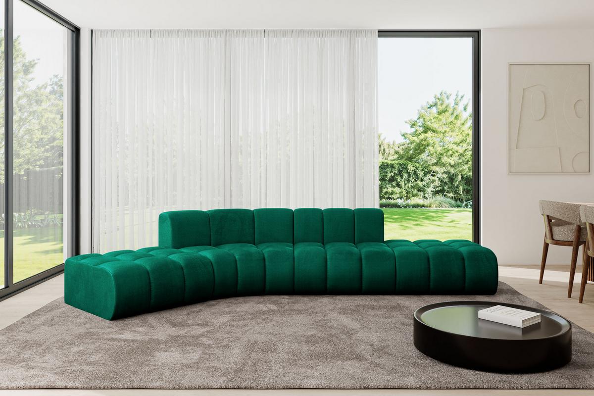 ECKSOFA modulares Sofa Solven-L1 - 380x174x70 cm Grün - Dunkelgrün, Holzwerkstoff/Textil (380/174cm) - ALTDECOR