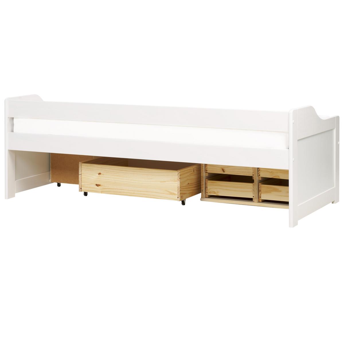TAGESBETT mit Stauraum 90x200 cm Weiß Royville - Weiß, Holz (90/200cm) - Beliani