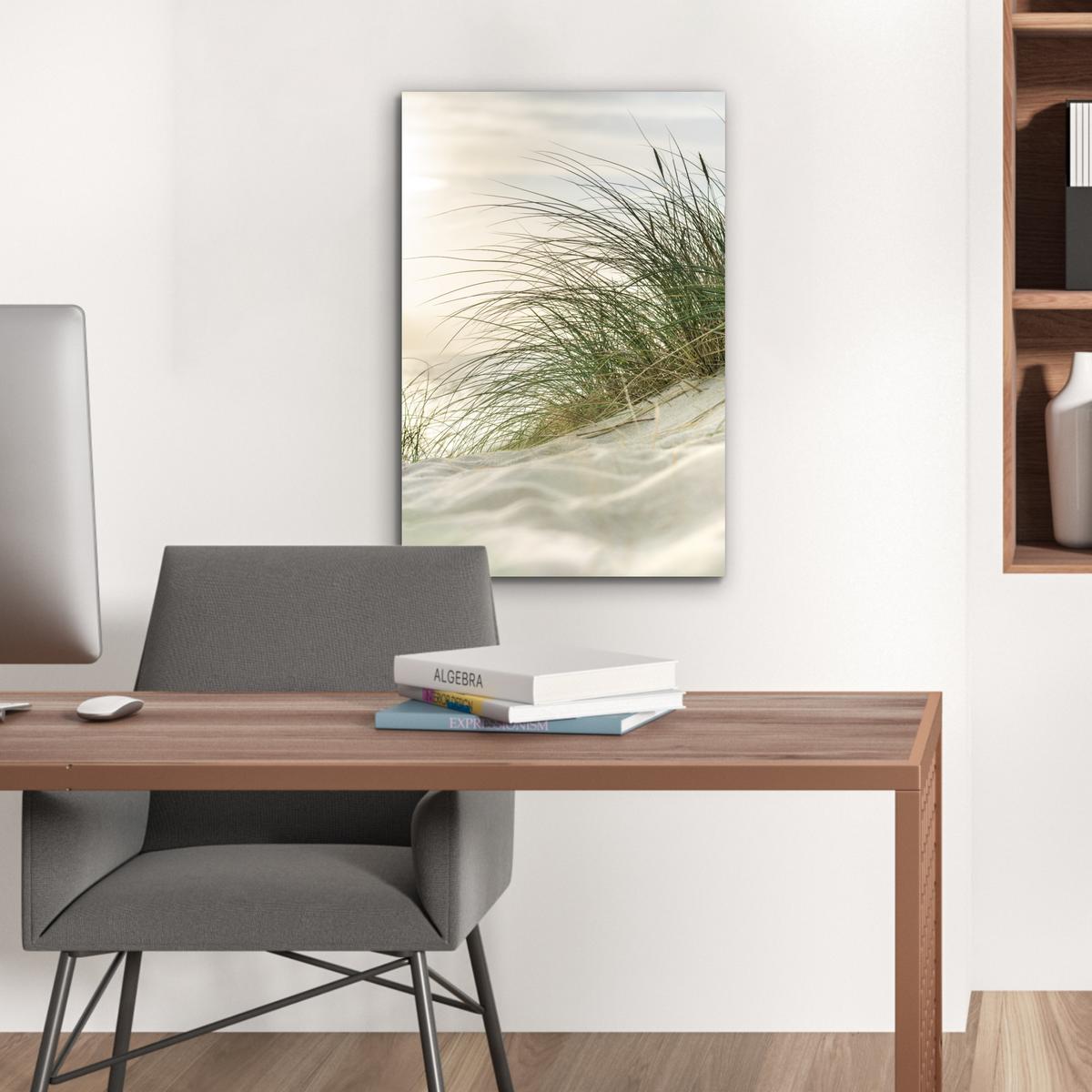 METALLBILD Dünen mit Strandhafer in der Sonne des Nationalparks Schleswig-Holsteinisches Wattenmeer Deko Schlafzimmer 40x60 cm - Creme, Metall (40/60cm) - MuchoWow