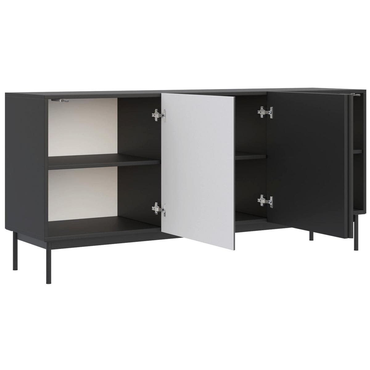 TV-BOARD Olio hoch SCHWARZ 160 CM - Schwarz, Holzwerkstoff/Metall (160/72/38.6cm) - Selsey
