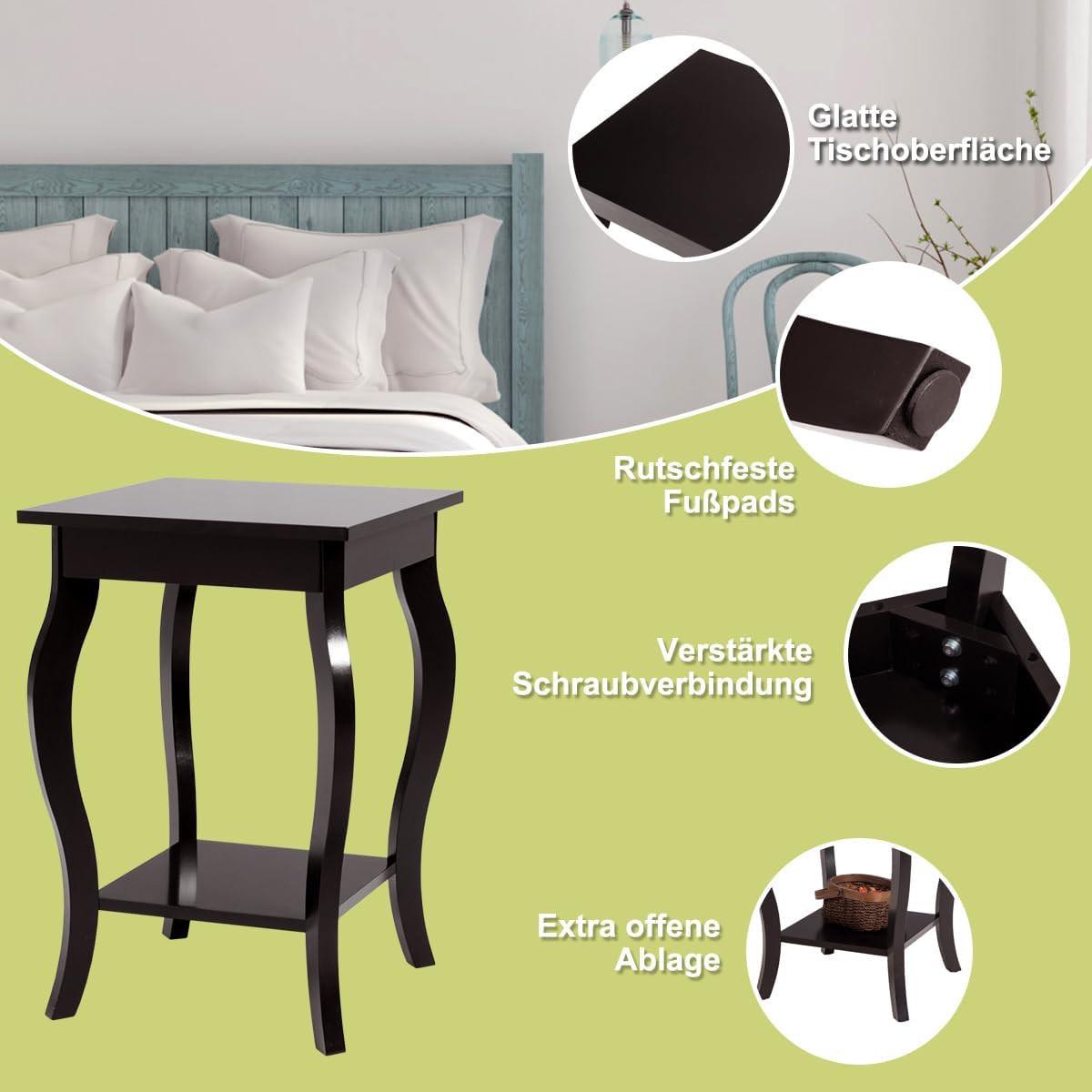 BEISTELLTISCH Braun(2er-Set) - Braun, Holzwerkstoff (40/40/60cm) - COSTWAY