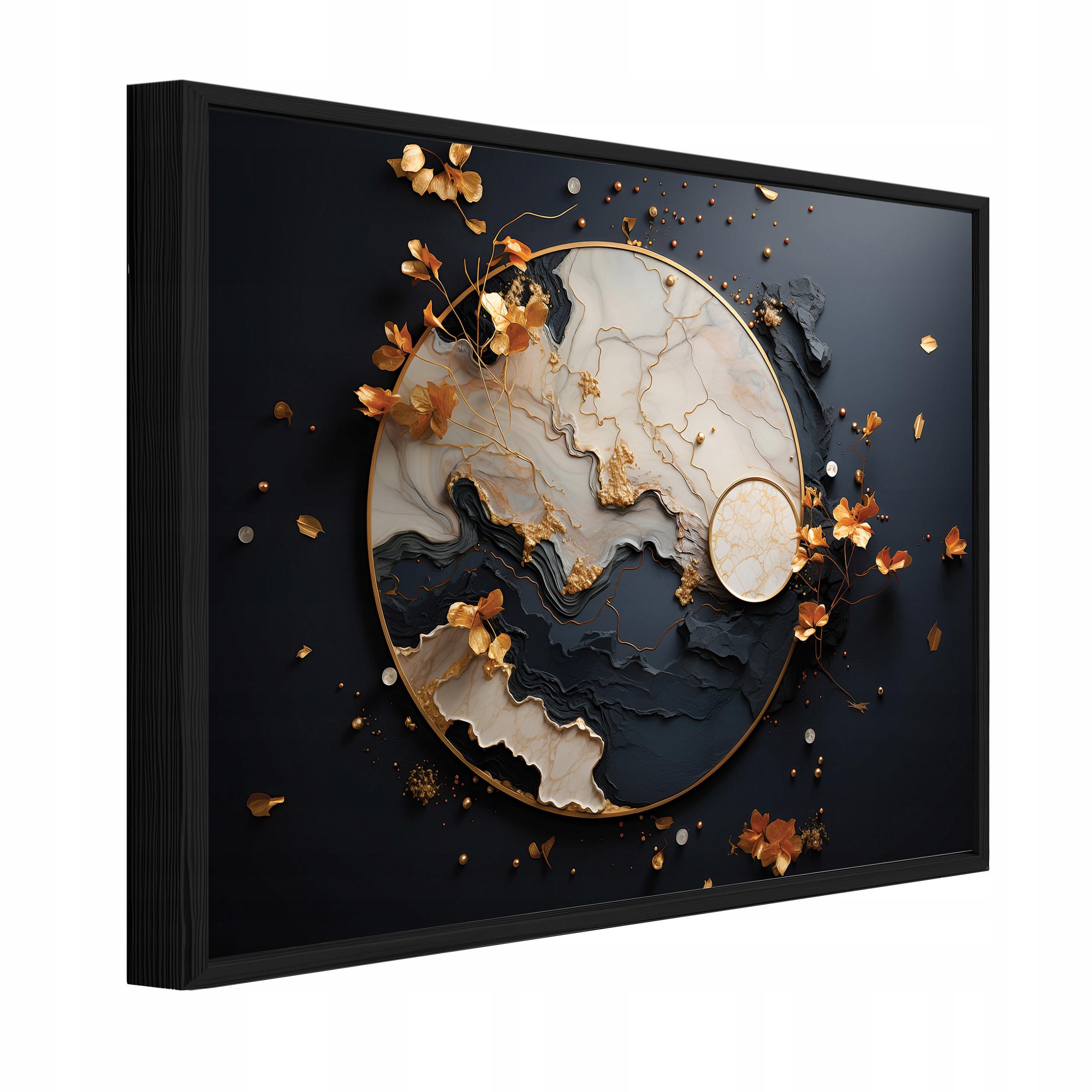 BILDER mit Rahmen Abstrakt Glamour Schwarz 100x70 cm - Multicolor, Holzwerkstoff (100/70cm) - Wallarena