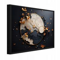 BILDER mit Rahmen Abstrakt Glamour Schwarz 100x70 cm - Multicolor, Holzwerkstoff (100/70cm) - Wallarena