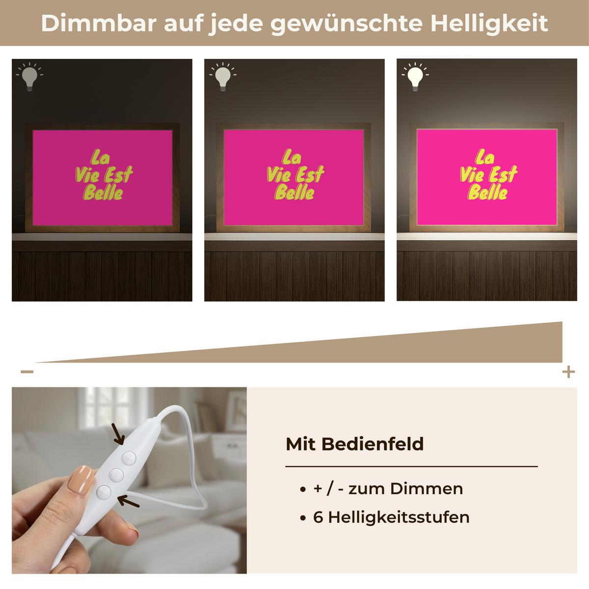 WANDLEUCHTE Zitat - Retro - Rosa 30x20 cm - Pink, Holzwerkstoff (30/20/8cm) - OnlyWow