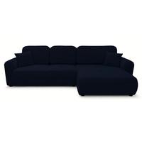 ECKSCHLAFSOFA Olido MARINEBLAUER VELOURS - Schwarz/Dunkelblau, Kunststoff/Textil (279/150cm) - Selsey