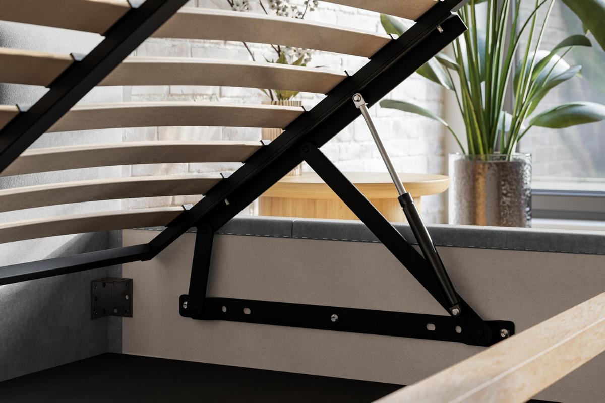 BETT 120x200 - Polsterbett mit Bettkasten und Metallrahmen - Modern Betten - Amor-Samtstoff - Kollektion Rimini - Schwarz - Schwarz, Holz/Textil (120/200cm) - Alpi-Möbel