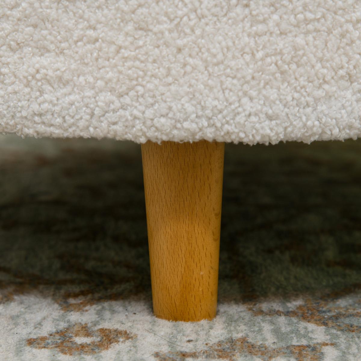 SITZHOCKER Ottomane mit Stauraum Runder Polsterhocker mit Klappdeckel, Weiß - Weiß/Naturfarben, Eichenholz/Kunststoff (56/42/56cm) - HOMCOM