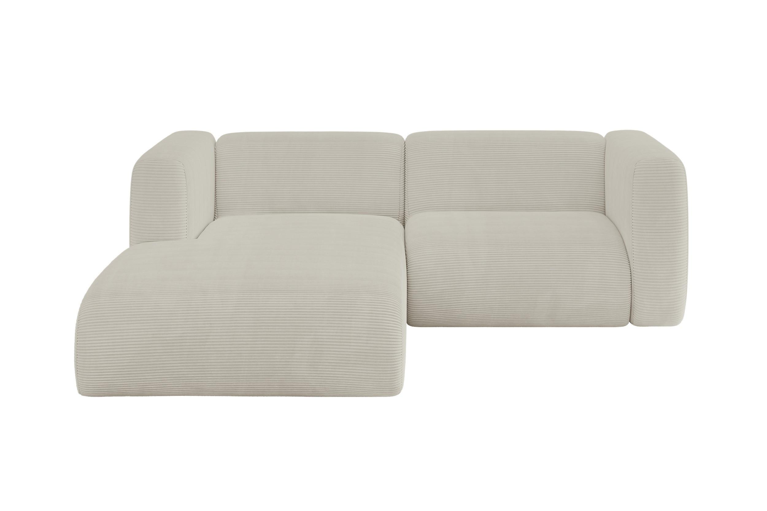 ECKSOFA Ottomane Links MIRA-L1 227x179x89 Creme Cord - Ecru/Creme, Holzwerkstoff/Kunststoff (227/179cm) - ALTDECOR