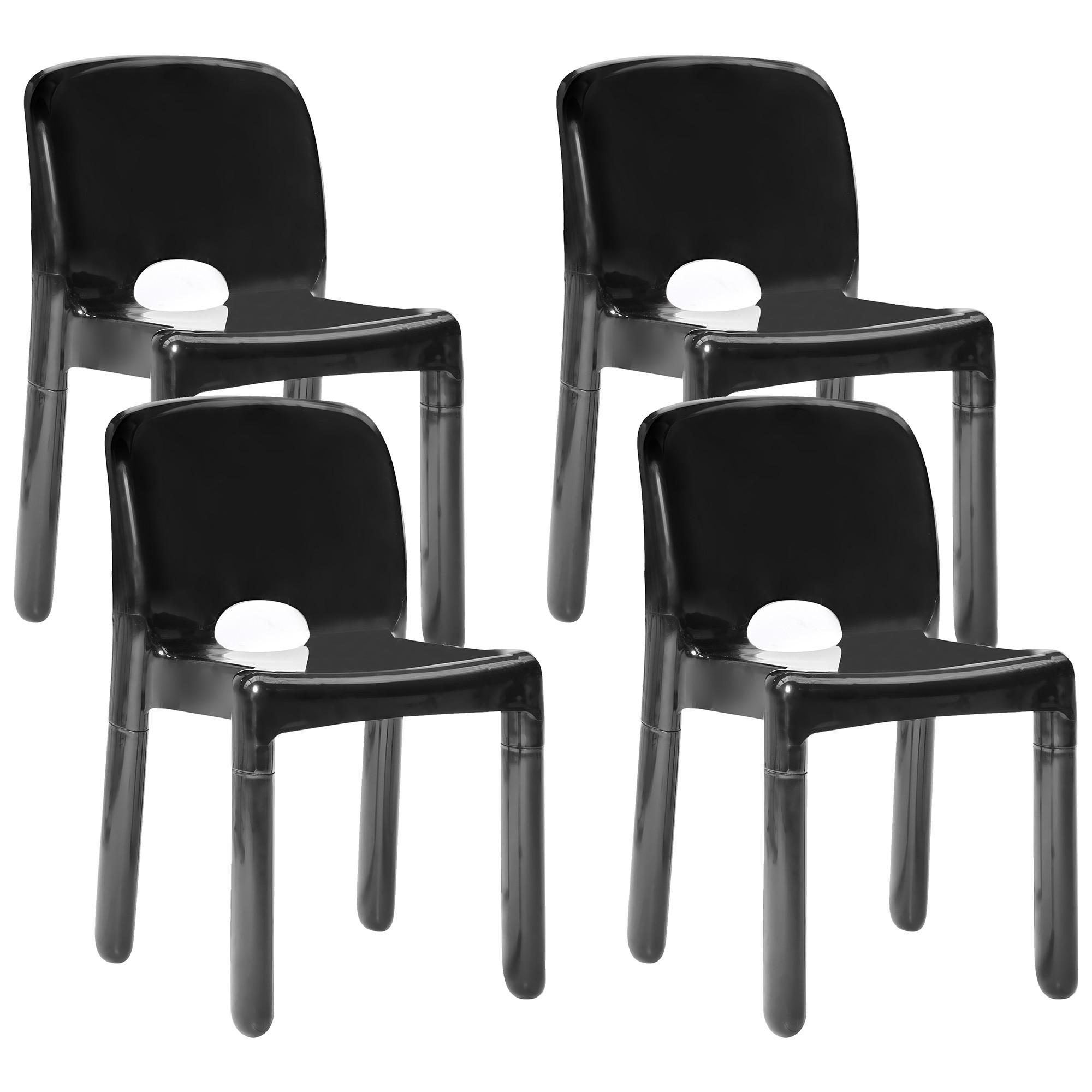 GARTENSTUHL 4er-Set Schwarz Betim - Schwarz, Kunststoff (43/76/49cm) - Beliani