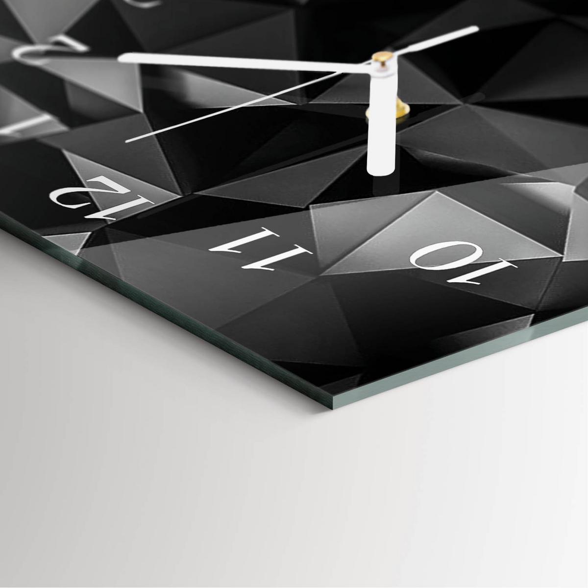 WANDUHR aus Glas 30x60 cm - Muster - Schwarz, Glas (30/60/0.4cm) - TULUP