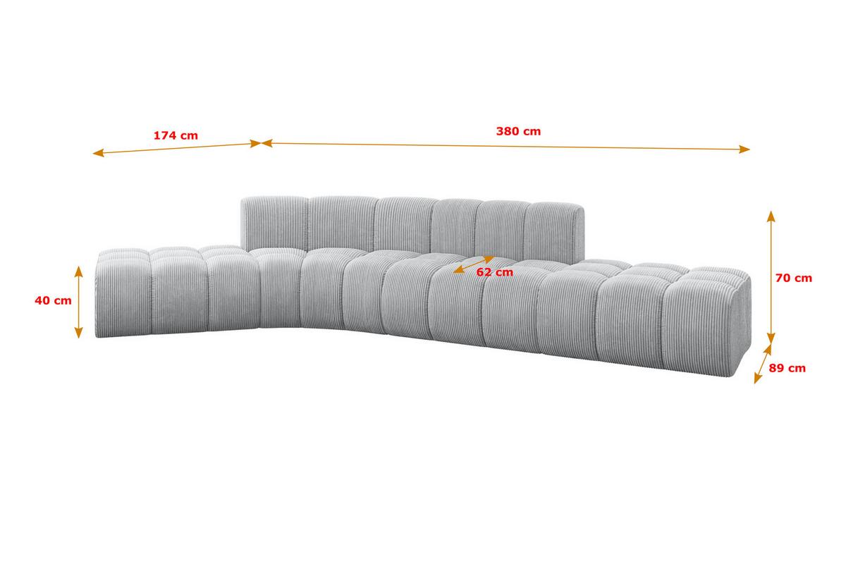 ECKSOFA modulares Sofa Solven-L1 - 380x174x70 cm Grau - Grau, Holzwerkstoff/Textil (380/174cm) - ALTDECOR