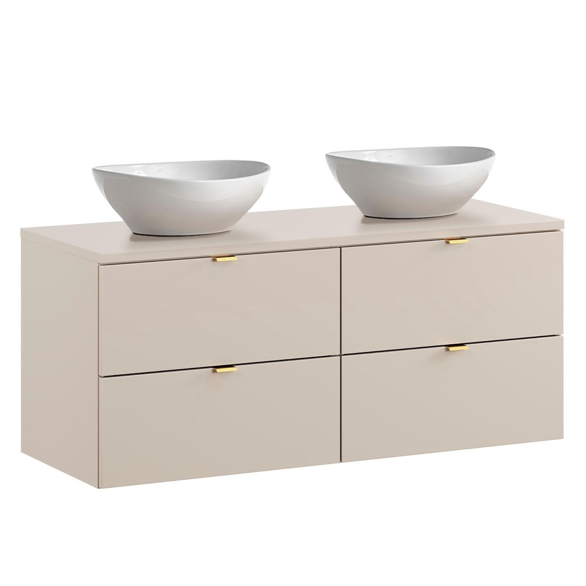 DOPPELWASCHTISCH 120.6cm Azel Kaschmir - Beige, Holzwerkstoff (120.6/52/46cm) - Petits-meubles