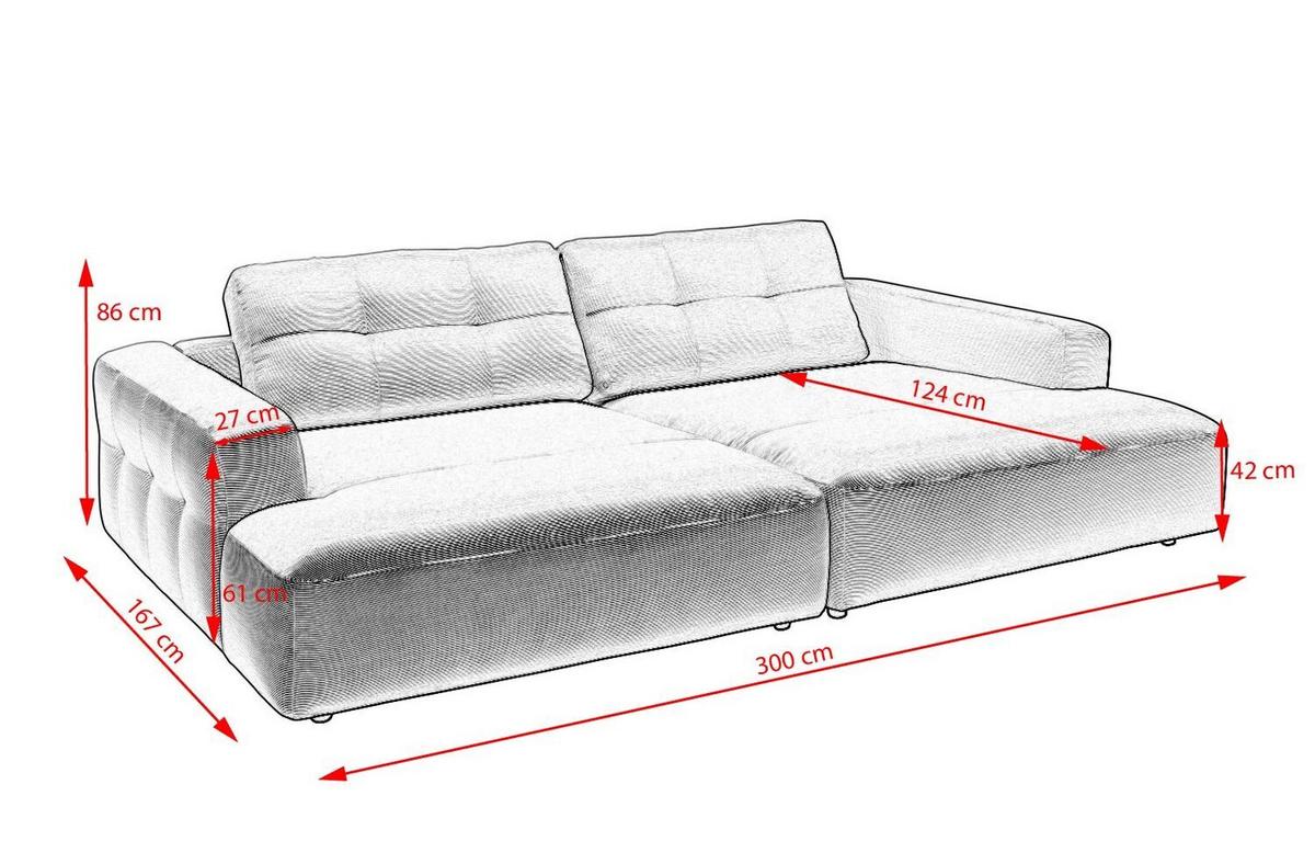 BIG SOFA MIKA Grün Cord - Türkis/Schwarz, Kunststoff/Textil (300/86/167cm) - KAWOLA