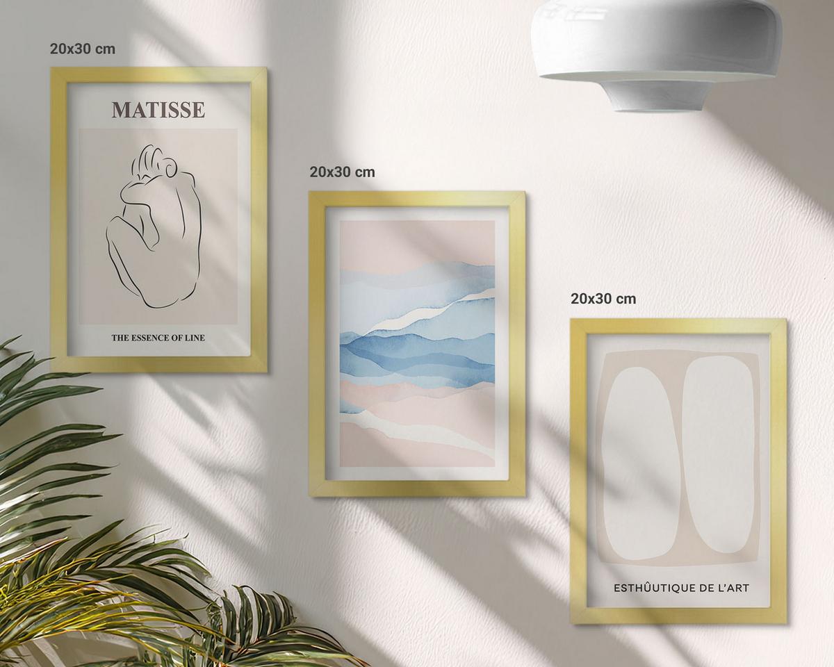 BILDER SET 3er Set - 20x30 cm Goldrahmen - Matisses abstrakte Formen - Goldfarben, Kunststoff (20/30cm) - TULUP