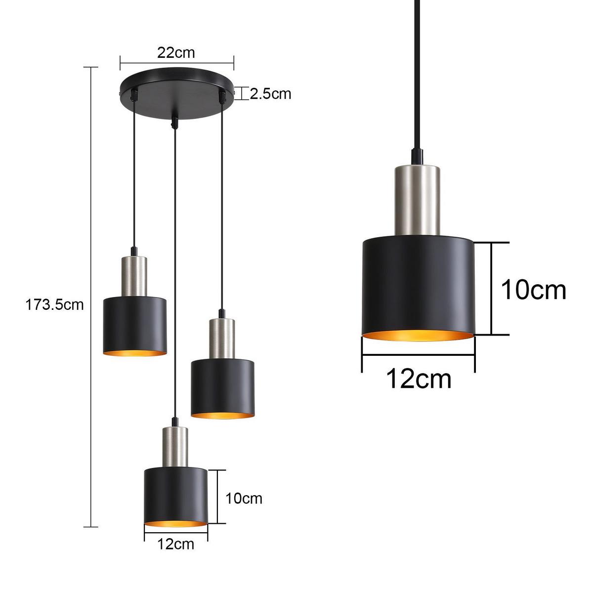 PENDELLEUCHTE Michael 22/12/173.5 cm - Schwarz, Metall (22/12/173.5cm) - ZMH