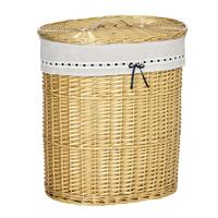 WÄSCHEKORB, Weidenrute, Naturholz - Naturfarben, Holz (38/57/51cm) - HOMCOM