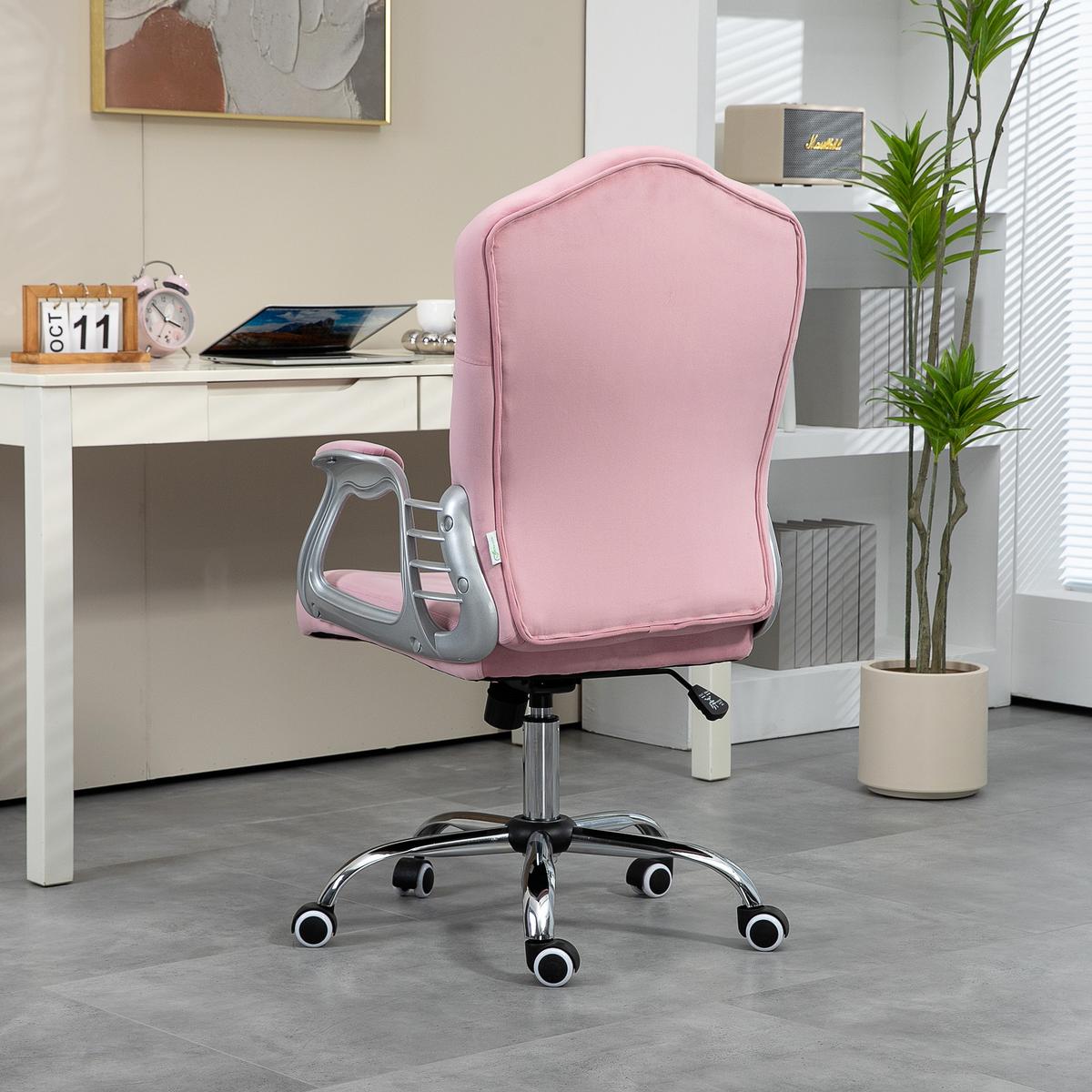 BÜROSTUHL Ergonomisch Schreibtischstuhl mit Wippfunktion für Home Office, Rosa - Rosa, Kunststoff (61/114/61cm) - Vinsetto
