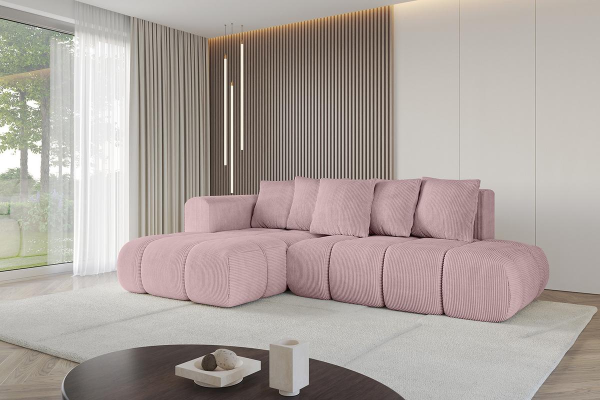 ECKSOFA Ottomane Links CLOUD-L-v1 280x185x90 Rosa Cord - Rosa, Holzwerkstoff/Kunststoff (180/289cm) - ALTDECOR