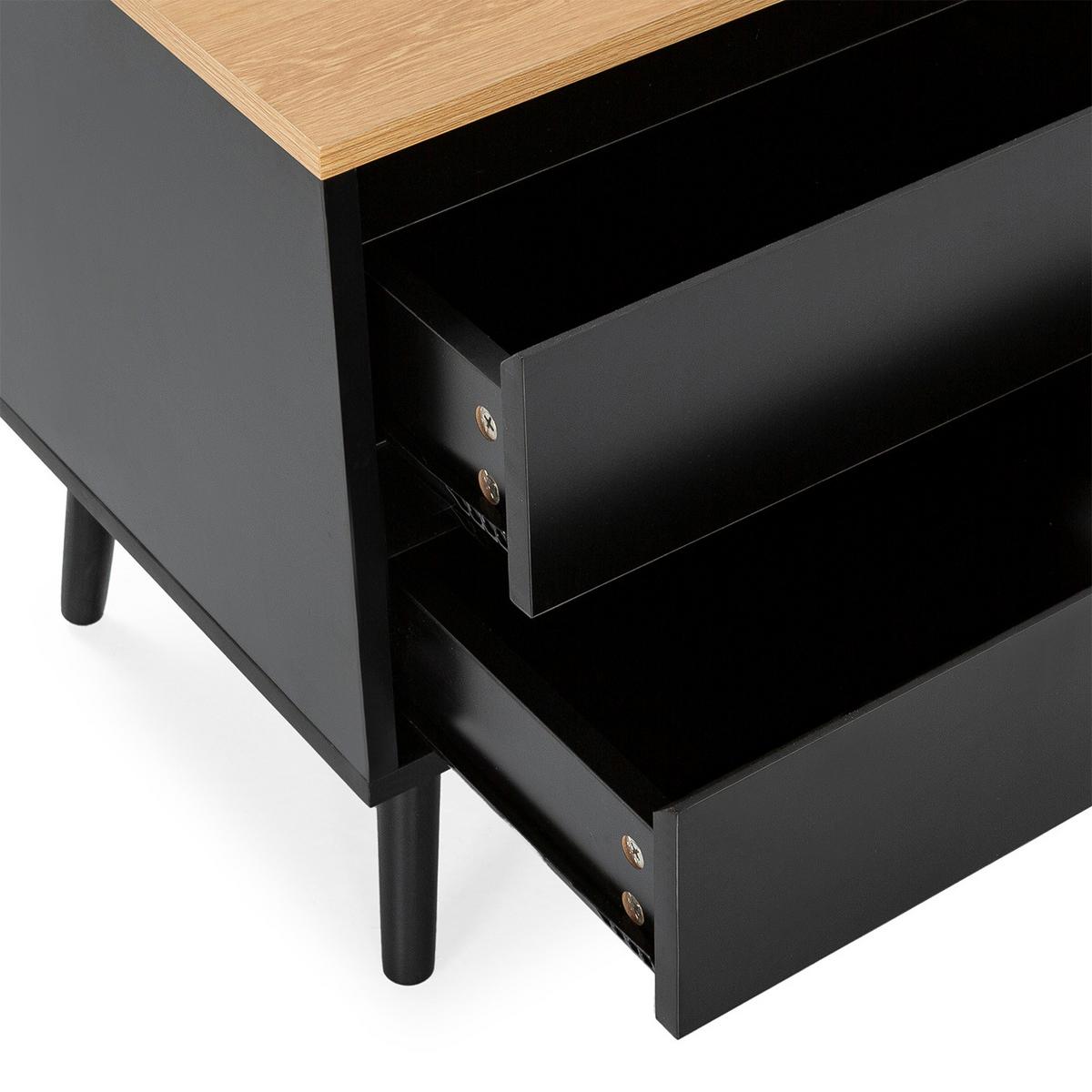 NACHTTISCH Desi 2 schubladen schwarze Farbe - Schwarz, Holzwerkstoff (45/55/40cm) - VS Venta-stock