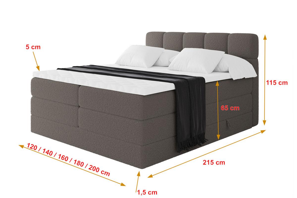 BOXBETT mit Matratze H3/H4 - FAMA KING - 120x200 cm Braun Quelle - Braun, Holzwerkstoff (120/200cm) - ALTDECOR