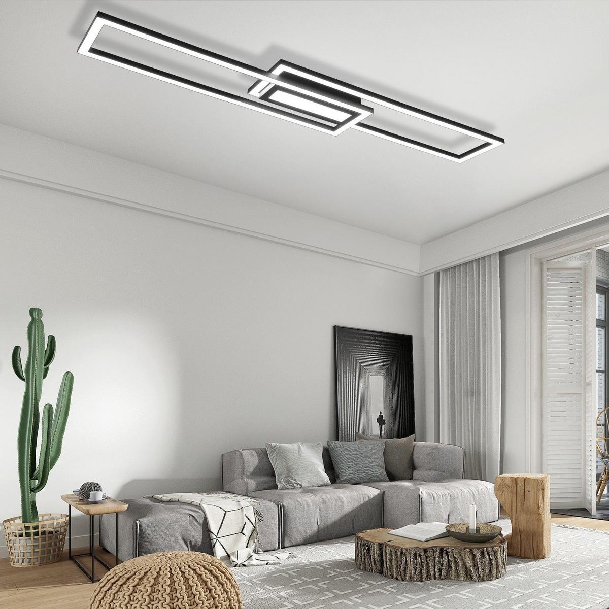 LED-DECKENLEUCHTE Falkenfluch Schwarz Metall 95/17.2/5 cm - Schwarz, Metall (95/17.2/5cm) - ZMH