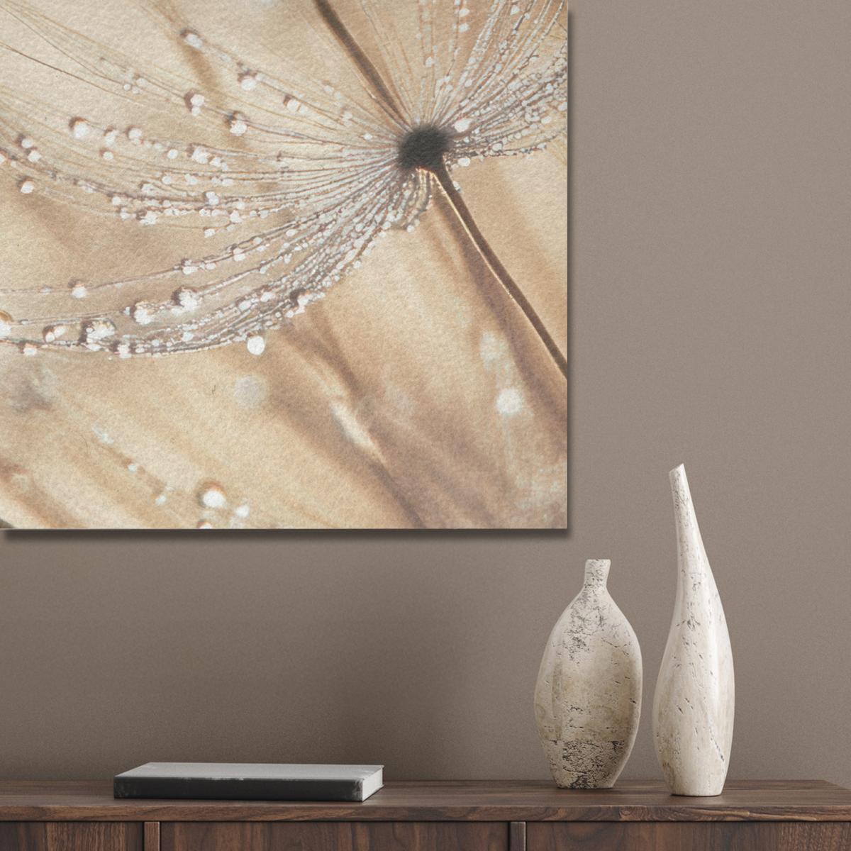 AKUSTIKBILD Löwenzahn - Abstrakt - Natur - Beige Akustikpaneele 90x90 cm - Braun, Kunststoff (90/90/0.9cm) - MuchoWow