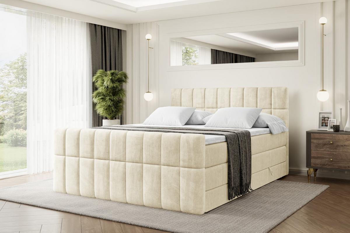 BOXSPRINGBETT MIAMI-Z KING - 140x200 - H3/H4 - Beige - Beige, Holzwerkstoff (140/200cm) - ALTDECOR