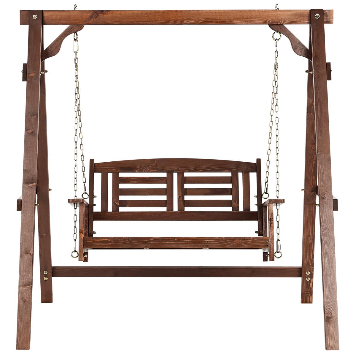 HOLLYWOODSCHAUKEL 2-Sitzer Dunkler Holzfarbton Nerito - Dunkelbraun, Holz (159/169/117cm) - Beliani