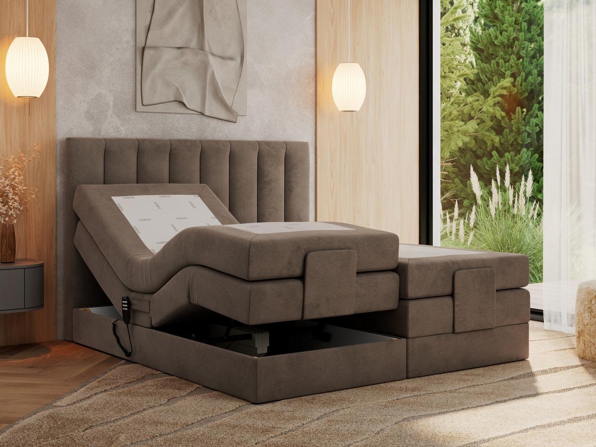 BOXBETT COMFORTO 140/200 - Braun Velvet - H4 - Braun, Holz/Textil (140/200cm) - MKS