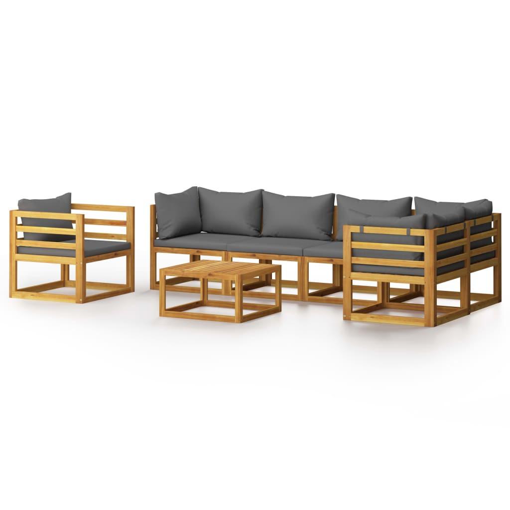 GARTENSET Reichhold 7-teilig - Grau, Holzwerkstoff - Nettlife