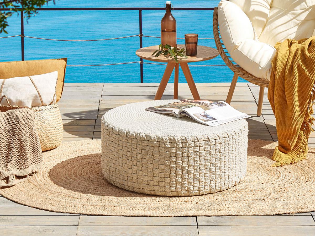 POUF Hellbeige Mithi - Beige, Textil (70/30/70cm) - Beliani