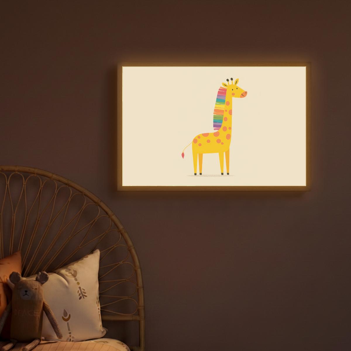 NACHTTISCHLAMPE MIT AKKU Giraffe - Regenbogenmähne - Beige 60x40 cm - Beige, Holzwerkstoff (8/60/40cm) - OnlyWow