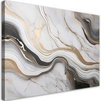 LEINWANDBILD Weißer Marmor mit goldener Abstraktion 120x80cm - Weiß, Textil (120/80cm) - Feeby