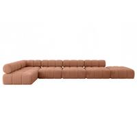 ECKSOFA modulares Sofa Favio-L3 - 475x190x70 cm Apricot Velours - Koralle, Holzwerkstoff/Textil (475/190cm) - ALTDECOR