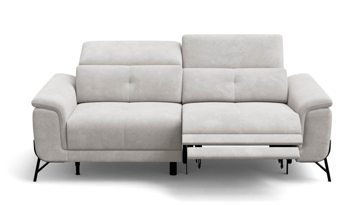 SOFA RELAX AVENA 3-Sitzer, beiger Veloursstoff - Beige/Schwarz, Holz/Textil (204/80/108cm) - Courtois Laville