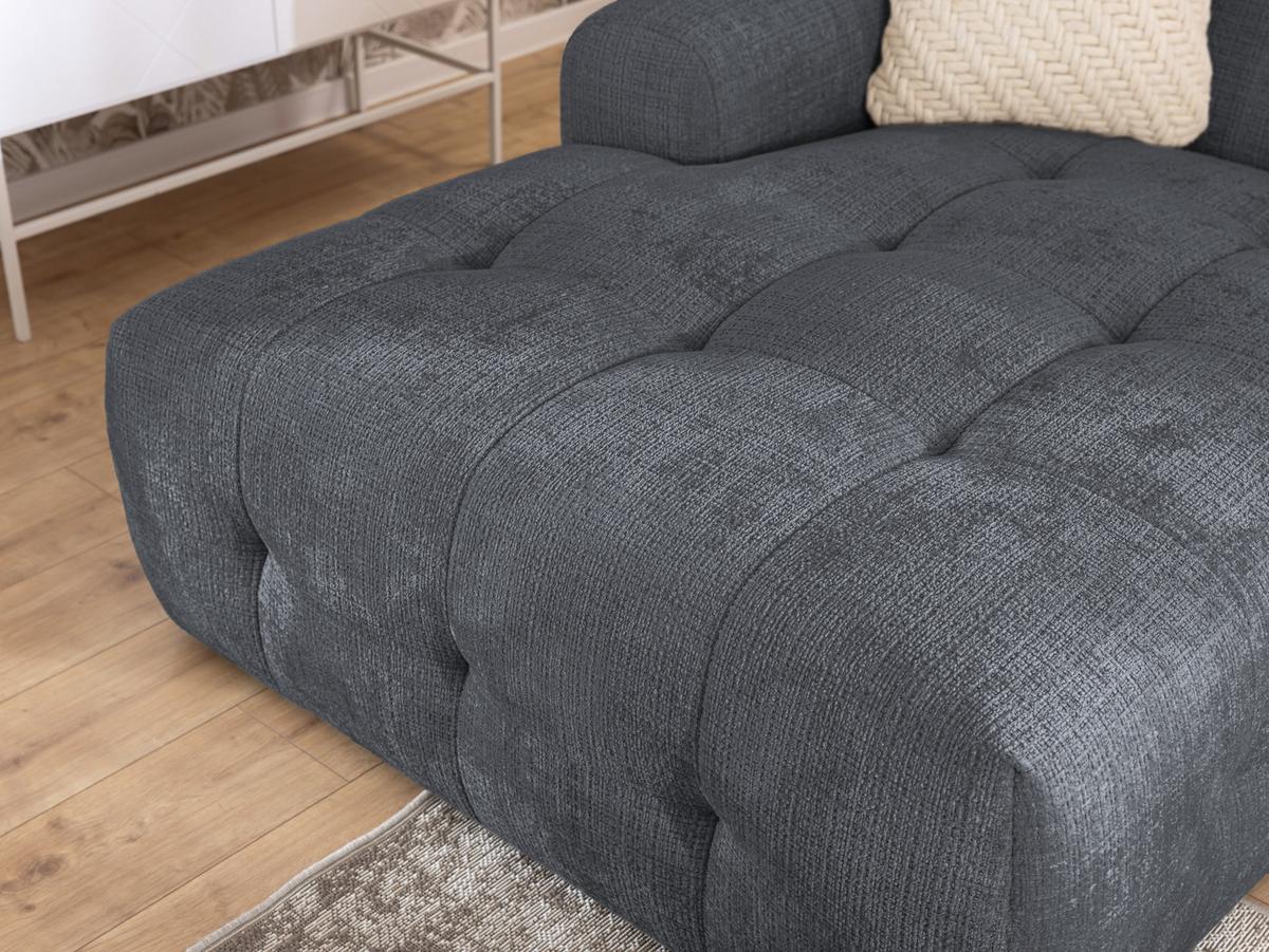 ECKSOFA mit Ottomane links, raffinierten Steppungen, Wellenunterfederung, B234/T161/H79 cm, Chenille-Bezug in Grau / 21046 - Schwarz/Grau, Kunststoff/Textil (234/79/161cm) - luma-home