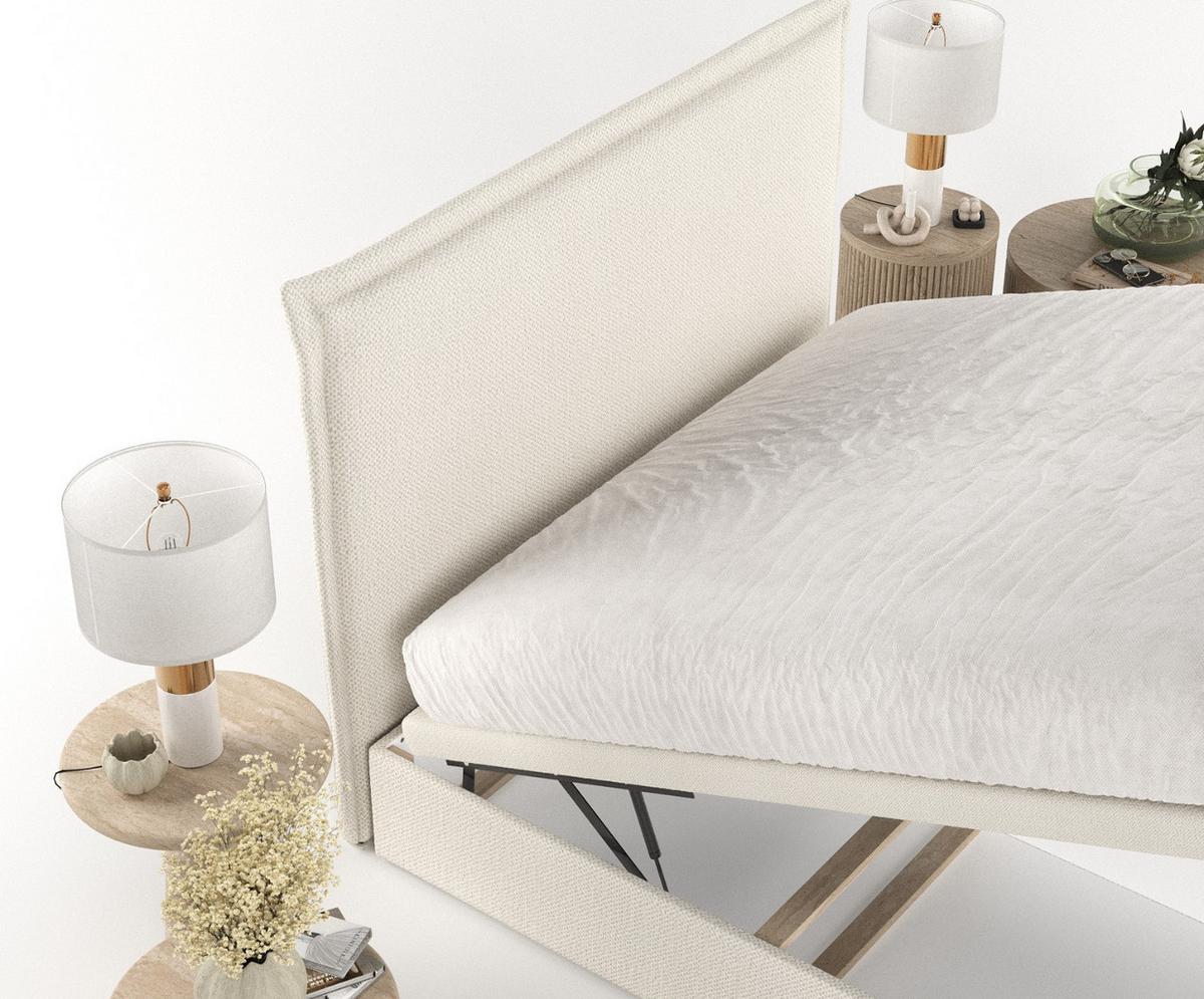 POLSTERBETT Eliot mit Stauraum 140/200 cm Hellbeige im Alta Stoff - Sandfarben/Schwarz, Holz/Holzwerkstoff (140/200cm) - AltaBeds
