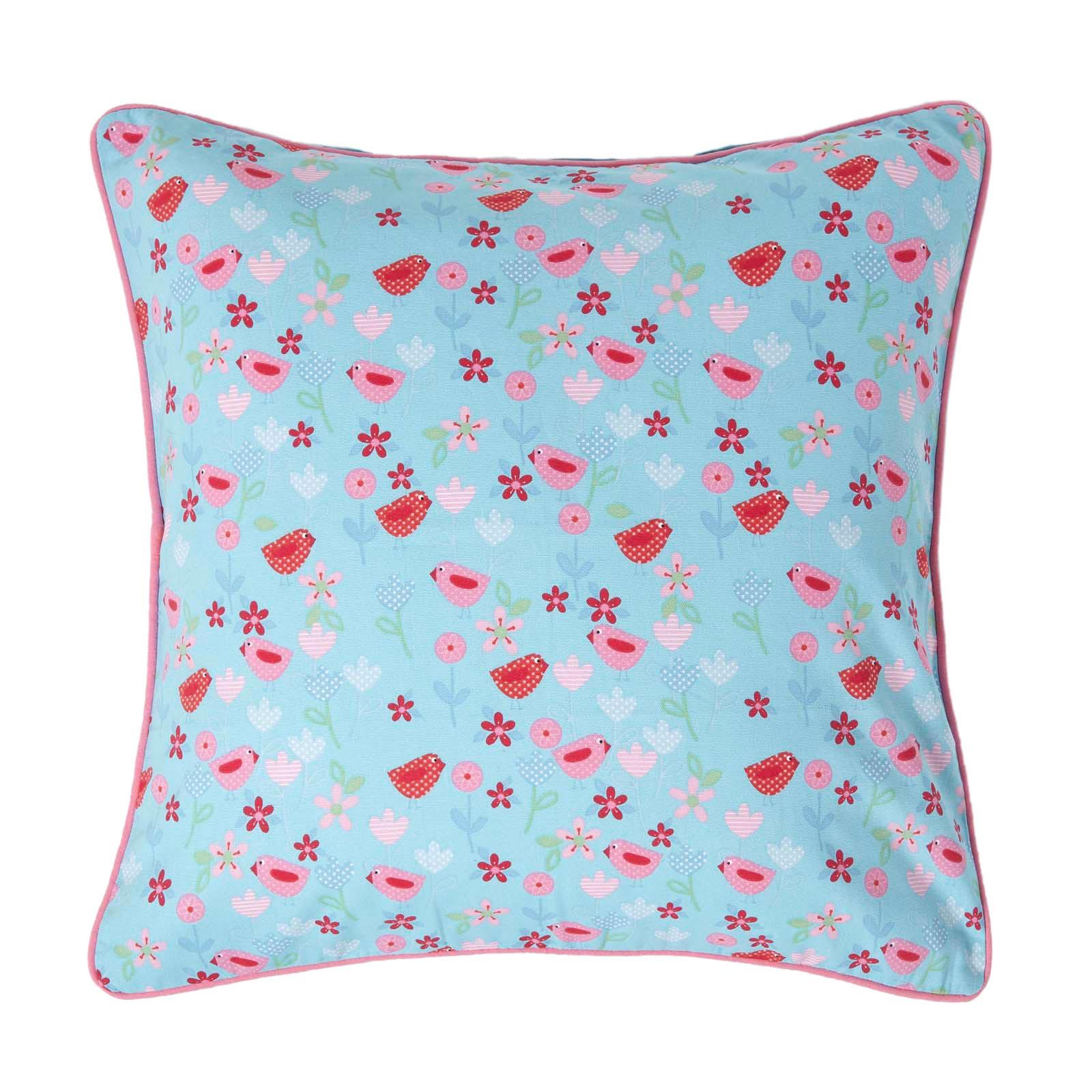 KISSENHÜLLE Vögel & Blumen 60/60 cm - Hellblau, Textil (60/60cm) - Homescapes