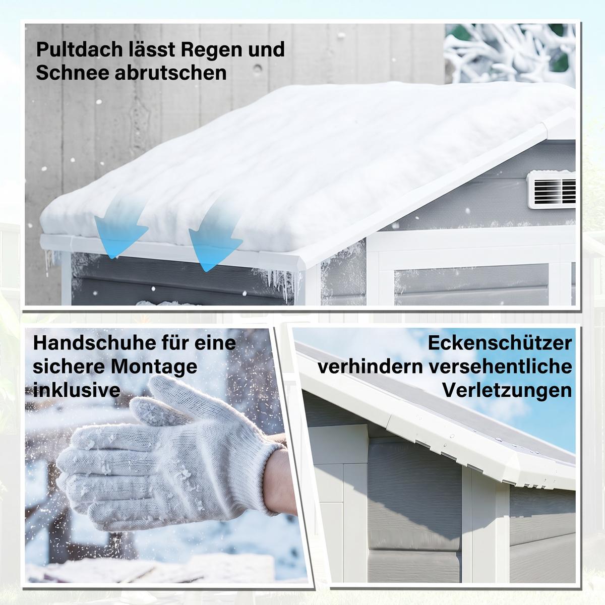GERÄTEHAUS mit Pultdach 183 x 134 cm Gartenhaus mit Fenster für Garten Grau - Grau, Metall (134/210/183cm) - Outsunny