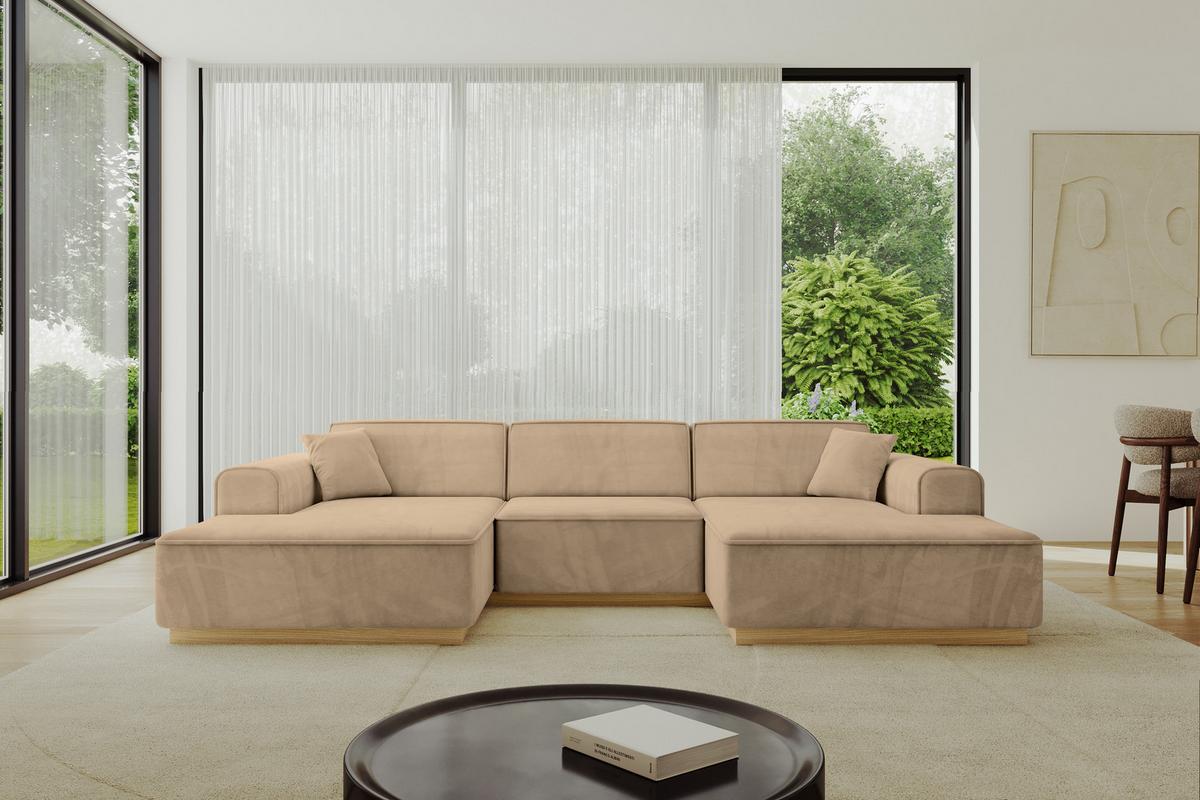 WOHNLANDSCHAFT IREA-U1-v2 - 303x171x83 cm Beige - Beige, Holzwerkstoff/Textil (303/83/171cm) - ALTDECOR
