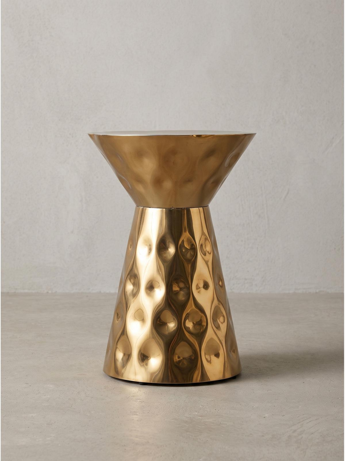BEISTELLTISCH MAYENNE, Aluminium, handgefertigt, Gold, Ø 36 x 51 cm - Goldfarben, Metall (36/36/51cm) - KADIMA DESIGN