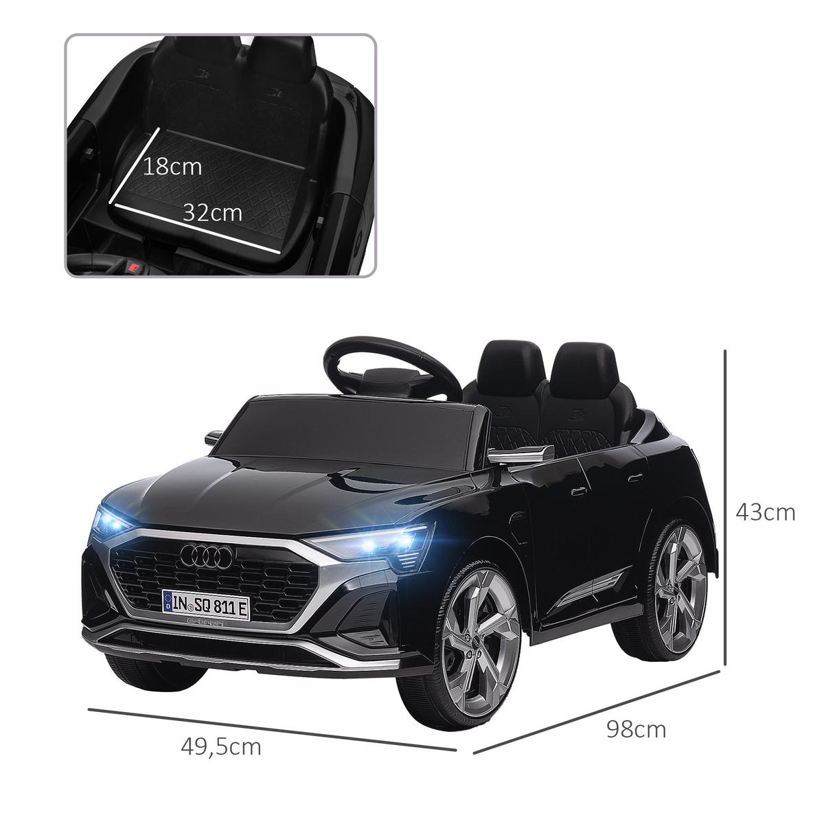 KINDER-ELEKTROAUTO mit Fernbedienung, MP3, Musik & Hupe - Schwarz, Kunststoff (98/49.5/43cm) - AIYAPLAY