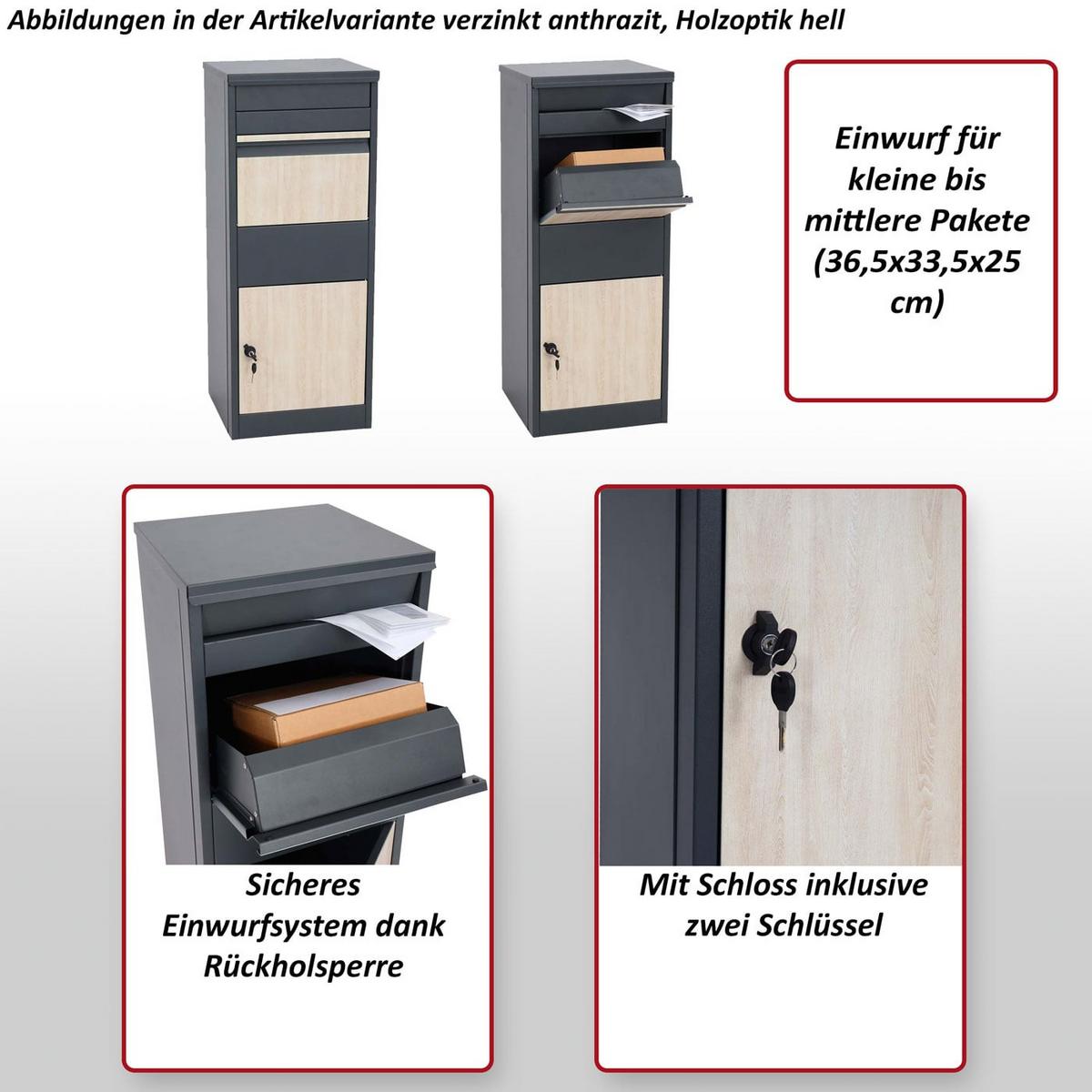 PAKETKASTEN GRÖßE L rechteckig Anthrazit, Braun - Anthrazit/Braun, Metall (41/102/38cm) - MCW