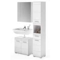BADMÖBEL-SET weiß Hochglanz, 3-teilig 105 x 182 cm, Badkombination mit Spiegelschrank - Weiß Hochglanz, Glas/Holzwerkstoff (105/182/34cm) - Inn.Furn